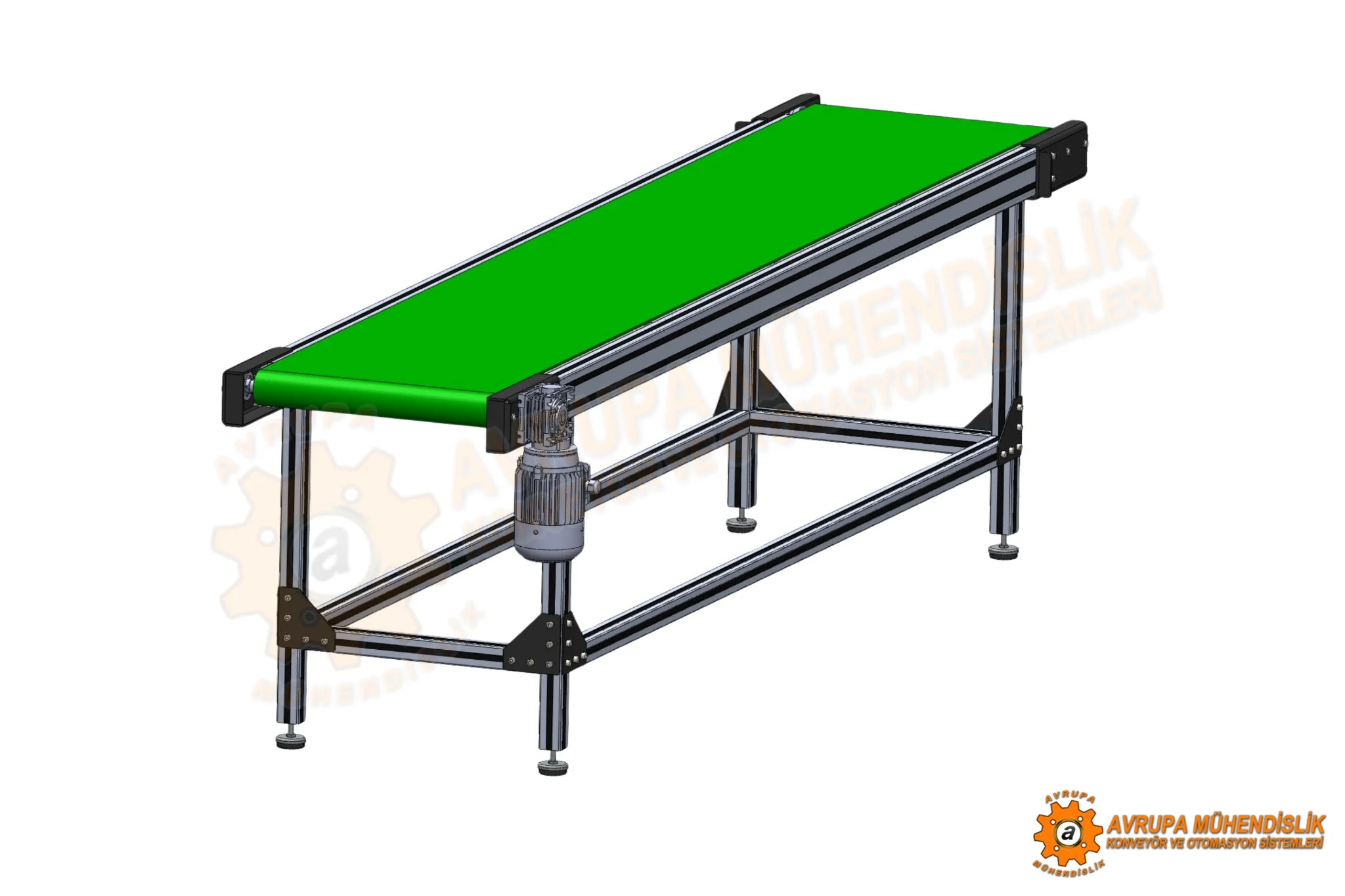 PVC lentli düz konveyer CAD modeli