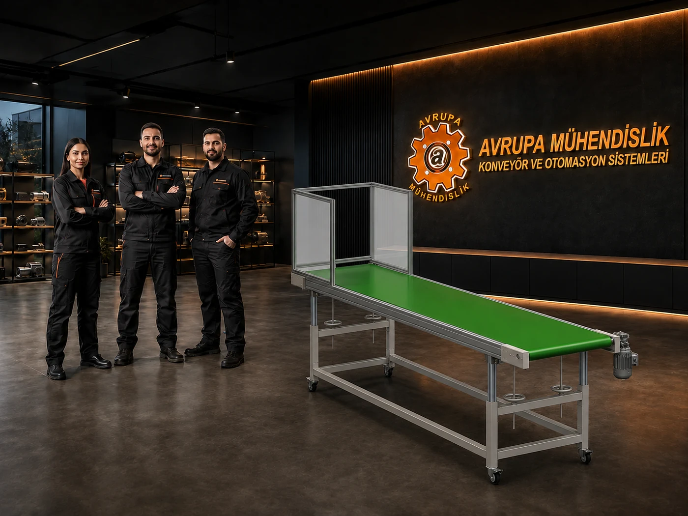 Enjeksiya robot altı konveyer showroom təqdimatı
