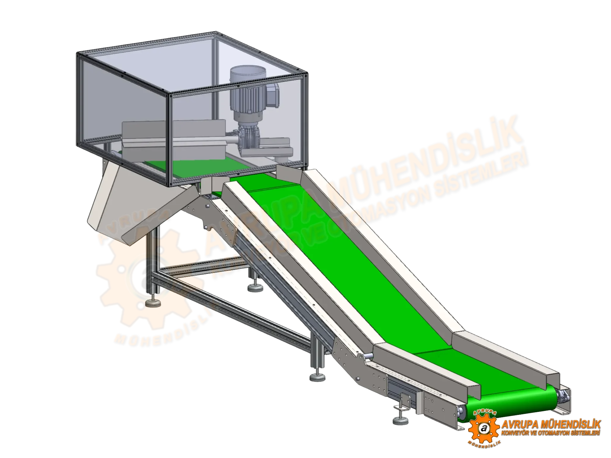 Yolluq ayırıcı konveyer əsas perspektiv SolidWorks görünüşü